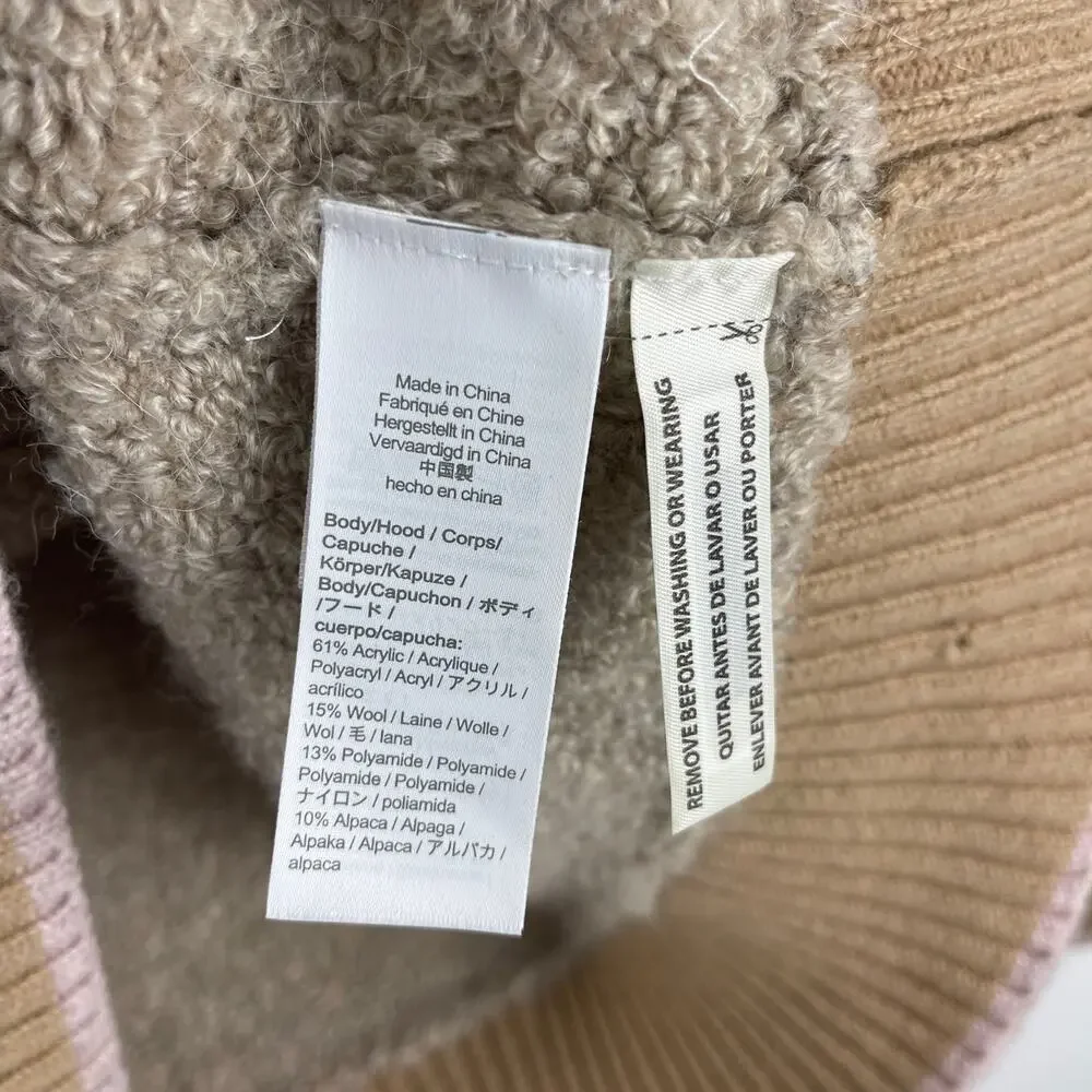 J.Crew Colorblock Sweater Hoodie White Mocha Women's L/XL Cozy Oversized *Flaw